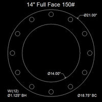 14" Full Face Flange Gasket (w/12 Bolt Holes) - 150 Lbs. - 1/8" Thick Garlock Blue-Gard 3000