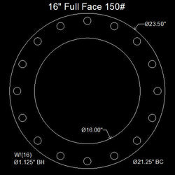 16" Full Face Flange Gasket (w/16 Bolt Holes) - 150 Lbs. - 1/16" Thick Klingersil® C-4401