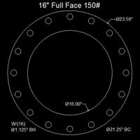 16" Full Face Flange Gasket (w/16 Bolt Holes) - 150 Lbs. - 3/8" Thick EPDM