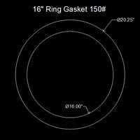16" Ring Flange Gasket - 150 Lbs. - 1/16" Thick (SBR) Red Rubber
