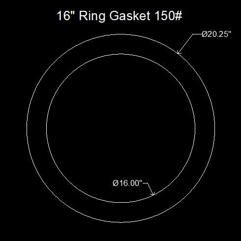 16" Ring Flange Gasket - 150 Lbs. - 1/16" Thick Neoprene