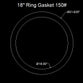 18" Ring Flange Gasket - 150 Lbs. - 1/16" Thick (SBR) Red Rubber