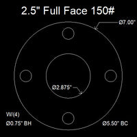 2-1/2" Full Face Flange Gasket (w/4 Bolt Holes) - 150 Lbs. - 1/16" Thick Neoprene