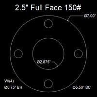 2-1/2" Full Face Flange Gasket (w/4 Bolt Holes) - 150 Lbs. - 1/8" Thick Neoprene