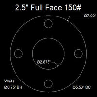 2-1/2" Full Face Flange Gasket (w/4 Bolt Holes) - 150 Lbs. - 1/16" Thick Durlon 7925