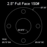 2-1/2" Full Face Flange Gasket (w/4 Bolt Holes) - 150 Lbs. - 1/16" Thick Durlon 7950
