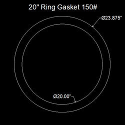20" Ring Flange Gasket - 150 Lbs. - 1/16" Thick (SBR) Red Rubber