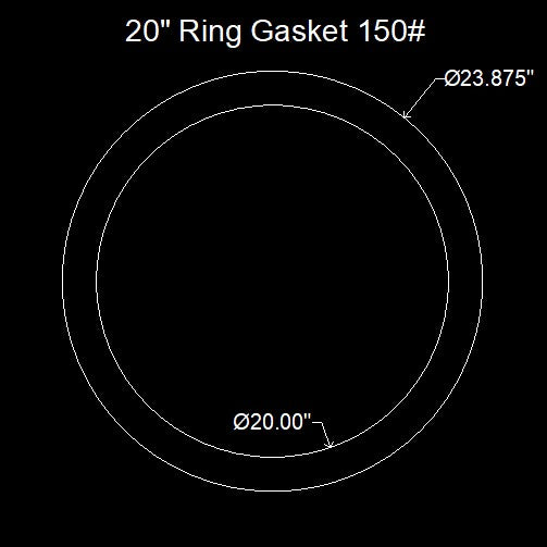 20" Ring Flange Gasket - 150 Lbs. - 1/8" Thick Neoprene