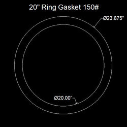 20" Ring Flange Gasket - 150 Lbs. - 1/16" Thick Neoprene