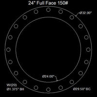 24" Full Face Flange Gasket (w/20 Bolt Holes) - 150 Lbs. - 1/8" Thick Durlon 7925