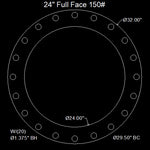 24" Full Face Flange Gasket (w/20 Bolt Holes) - 150 Lbs. - 1/16" Thick Garlock Blue-Gard 3000