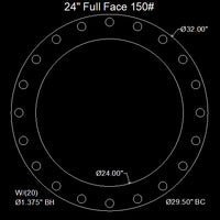 24" Full Face Flange Gasket (w/20 Bolt Holes) - 150 Lbs. - 1/16" Thick Garlock Blue-Gard 3000