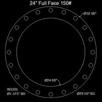 24" Full Face Flange Gasket (w/20 Bolt Holes) - 150 Lbs. - 1/8" Thick Neoprene