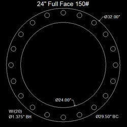 24" Full Face Flange Gasket (w/20 Bolt Holes) - 150 Lbs. - 1/16" Thick Klingersil® C-4401