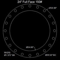 24" Full Face Flange Gasket (w/20 Bolt Holes) - 150 Lbs. - 1/8" Thick (SBR) Red Rubber