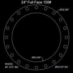 24" Full Face Flange Gasket (w/20 Bolt Holes) - 150 Lbs. - 1/16" Thick Durlon 7950