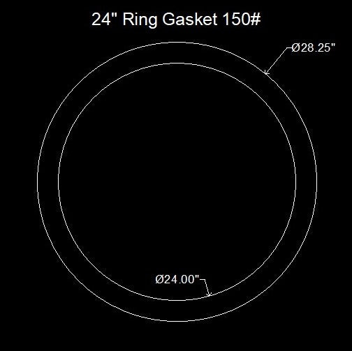 24" Ring Flange Gasket - 150 Lbs. - 1/8" Thick Nitrile (NBR) Buna-N