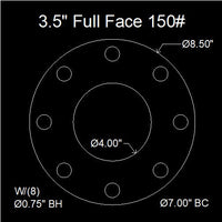 3-1/2" Full Face Flange Gasket (w/8 Bolt Holes) - 150 Lbs. - 1/8" Thick Durlon 7950