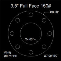 3-1/2" Full Face Flange Gasket (w/8 Bolt Holes) - 150 Lbs. - 1/8" Thick Neoprene