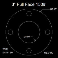 3" Full Face Flange Gasket (w/4 Bolt Holes) - 150 Lbs. - 1/16" Thick (SBR) Red Rubber