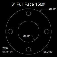 3" Full Face Flange Gasket (w/4 Bolt Holes) - 150 Lbs. - 1/8" Thick Viton™