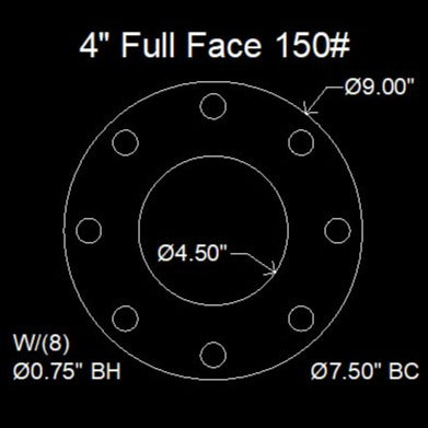 4" Full Face Flange Gasket (w/8 Bolt Holes) - 150 Lbs. - 1/16" Thick Klingersil® C-4401