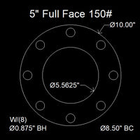 5" Full Face Flange Gasket (w/8 Bolt Holes) - 150 Lbs. - 1/16" Thick Garlock Blue-Gard 3000