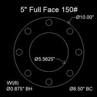 5" Full Face Flange Gasket (w/8 Bolt Holes) - 150 Lbs. - 1/8" Thick Durlon 7950