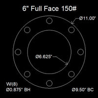 6" Full Face Flange Gasket (w/8 Bolt Holes) - 150 Lbs. - 1/16" Thick Garlock Blue-Gard 3000