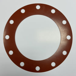 10" Full Face Flange Gasket (w/12 Bolt Holes) - 150 Lbs. - 1/16" Thick (SBR) Red Rubber