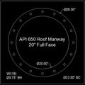 API 650 Roof Manway Gasket 20" Full Face - 1/8" Thick Garlock Blue-Gard 3000
