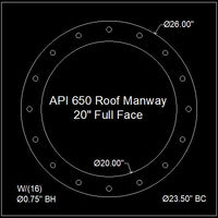 API 650 Roof Manway Gasket 20" Full Face - 1/8" Thick Garlock GYLON® Style 3500