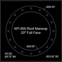 API 650 Roof Manway Gasket 20" Full Face - 1/8" Thick NSF-61 EPDM