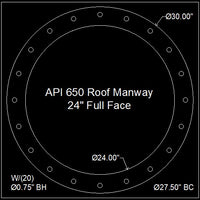 API 650 Roof Manway Gasket 24" Full Face - 1/8" Thick Garlock GYLON® Style 3504