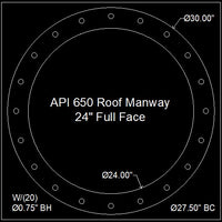 API 650 Roof Manway Gasket 24" Full Face - 1/8" Thick Garlock Blue-Gard 3000