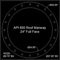API 650 Roof Manway Gasket 24" Full Face - 1/8" Thick Garlock 3760U