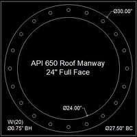 API 650 Roof Manway Gasket 24" Full Face - 1/8" Thick Viton™