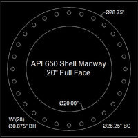 API 650 Shell Manway Gasket 20" Full Face - 1/8" Thick Garlock Blue-Gard 3000