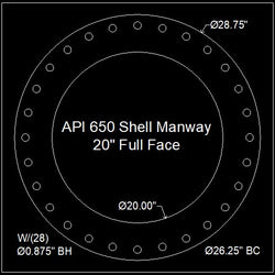 API 650 Shell Manway Gasket 20" Full Face - 1/8" Thick Garlock 3760U
