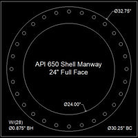 API 650 Shell Manway Gasket 24" Full Face - 1/8" NSF-61 Durlon 7910