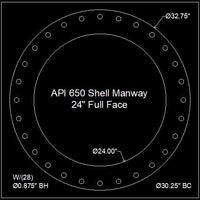 API 650 Shell Manway Gasket 24" Full Face - 1/8" Thick Viton™