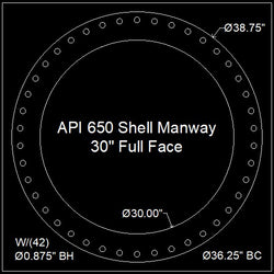API 650 Shell Manway Gasket 30" Full Face - 1/8" Thick Garlock Blue-Gard 3000