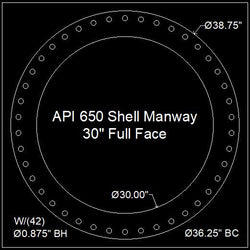 API 650 Shell Manway Gasket 30" Full Face - 1/8" Thick Viton™