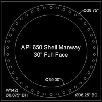 API 650 Shell Manway Gasket 30" Full Face - 1/8" Thick Durlon® 9000