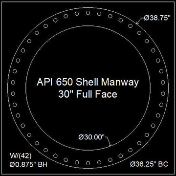API 650 Shell Manway Gasket 30" Full Face - 1/8" Thick (SBR) Red Rubber