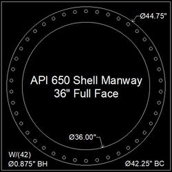 API 650 Shell Manway Gasket 36" Full Face - 1/8" Thick Garlock Blue-Gard 3000