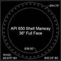 API 650 Shell Manway Gasket 36" Full Face - 1/8" Thick Viton™