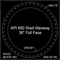 API 650 Shell Manway Gasket 36" Full Face - 1/8" Thick Viton™